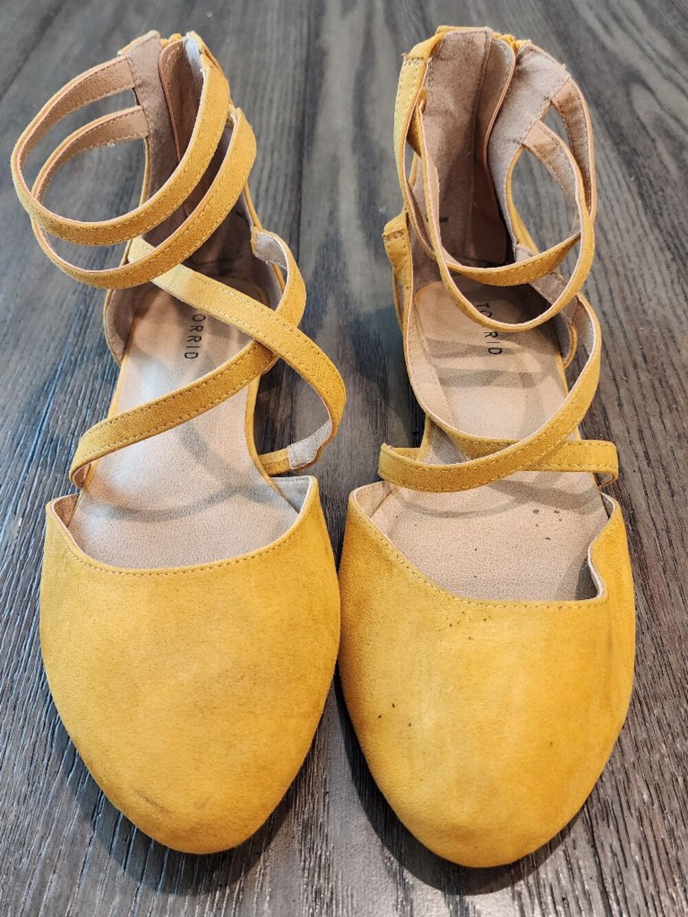 Torrid Women's Size 11W Mustard Yellow Strappy D'Orsay Ballet Flats